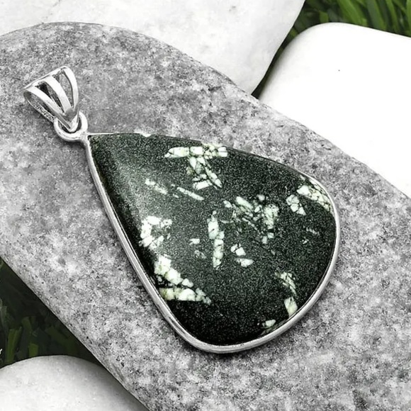 Natural Chinese writing stone sterling silver pendants - Picture 6 of 6